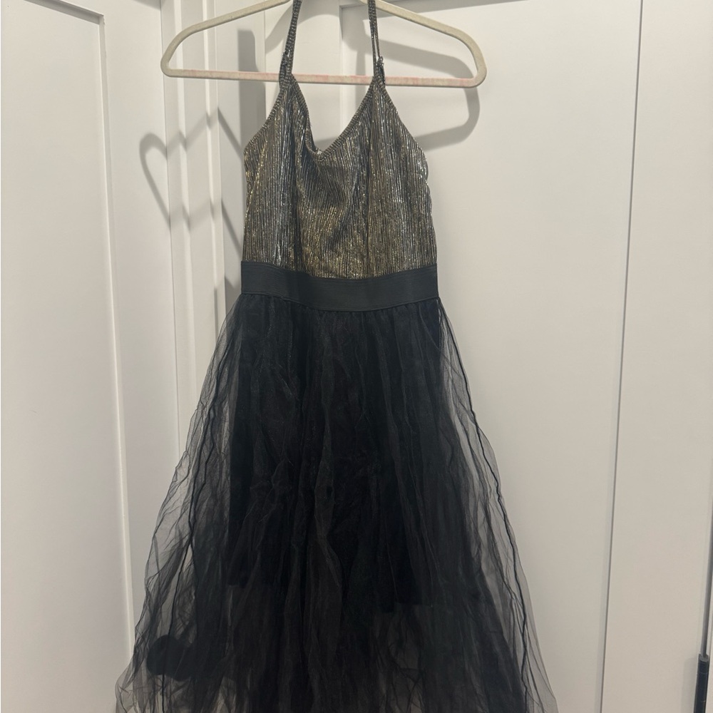 Charlotte Russe Metallic Black and Gold Striped Top